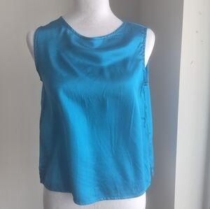 Eileen Fisher Turqoise Silk Sleeveless Top Size XS
